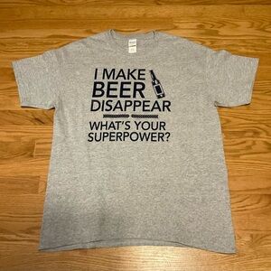 Men’s (Unisex) Gildan Graphic Gray Short Sleeved T-Shirt. Cotton and Polyester
